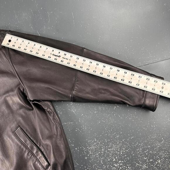 Jos A Bank Leather Jacket Mens Large Black Full Zip Soft Supple Dress Old Money - Picture 7 of 9